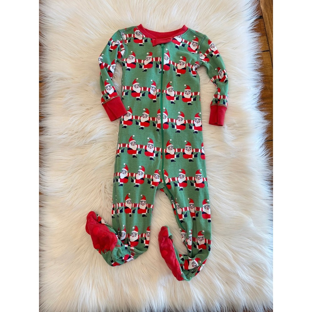The Beaufort Bonnet Company green Santa pajamas size 18/24m EUC